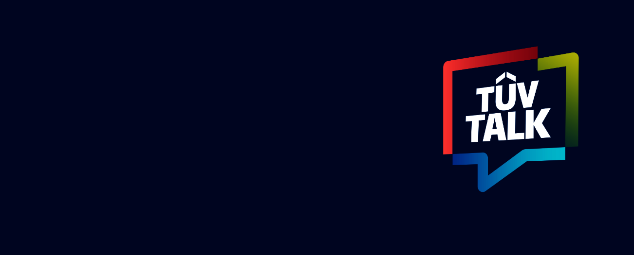 Das TÜV TALK Logo auf dunkelblauem Hintergrund