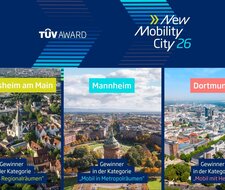 Hattersheim, Mannheim und Dortmund: Sieger des ersten TÜV Award „New Mobility City“
