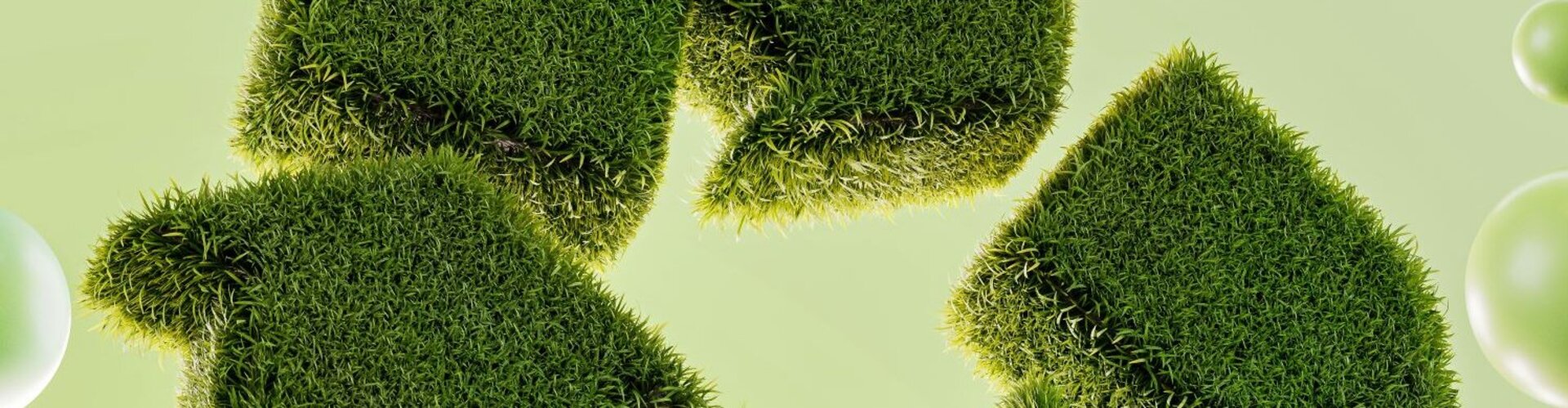Symbol für Recycling 3D-animiert aus Gras
