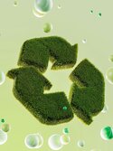 Symbol für Recycling 3D-animiert aus Gras